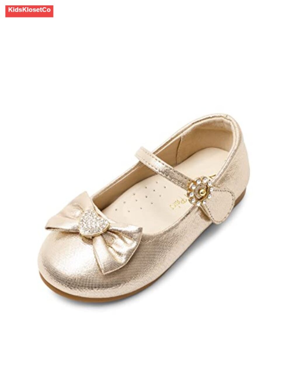 Girls Mary Jane Bow Ballet Flats - Hook & Loop Closure, Lightweight Dress Shoes